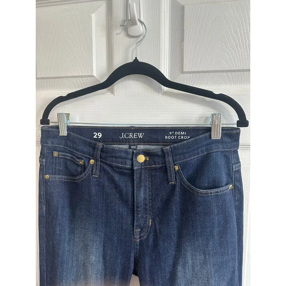 J.Crew 9" demi-boot crop jean in Dark Worn wash Sz 29 GREAT Condition! - Picture 4 of 8